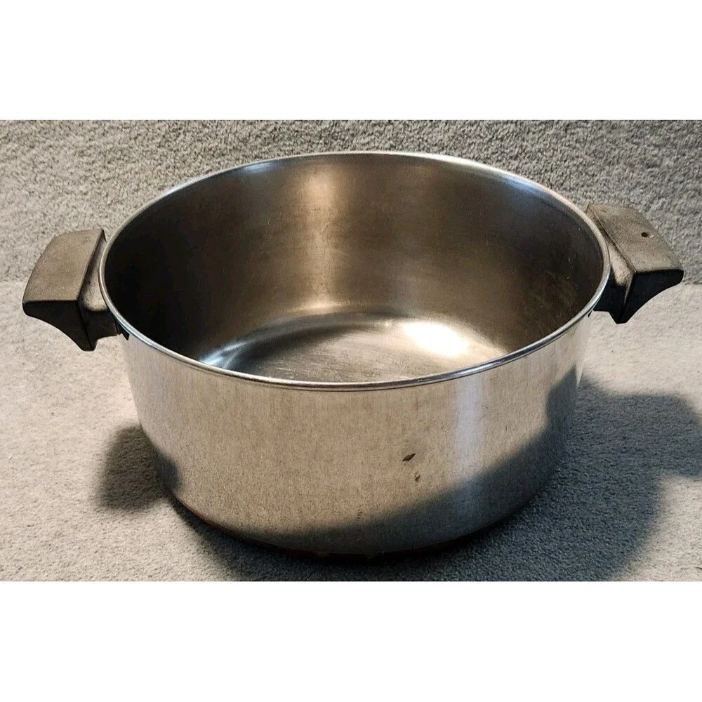 Vintage REVERE WARE 4-1/2 Qt Stock Pot Stainless Steel Copper Bottom No Lid